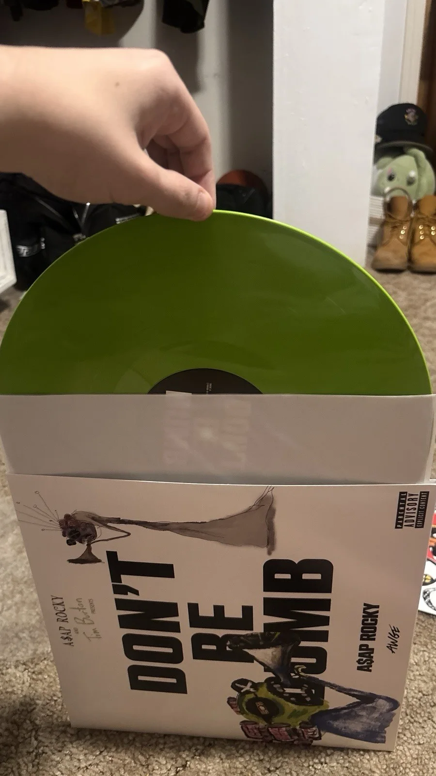 SIGNED A$AP Rocky DON'T BE DUMB Colored Vinyl Record Pink & Green, image 3