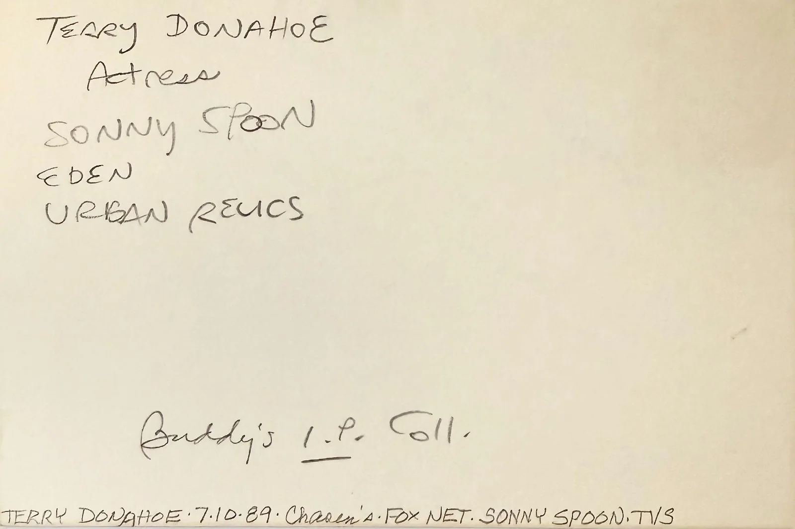 Terry Donahoe — TERRY DONAHOE Signed Autographed 4"x 6" INDEX CARD Eden Law & Order SONNY SPOON, изображение 2