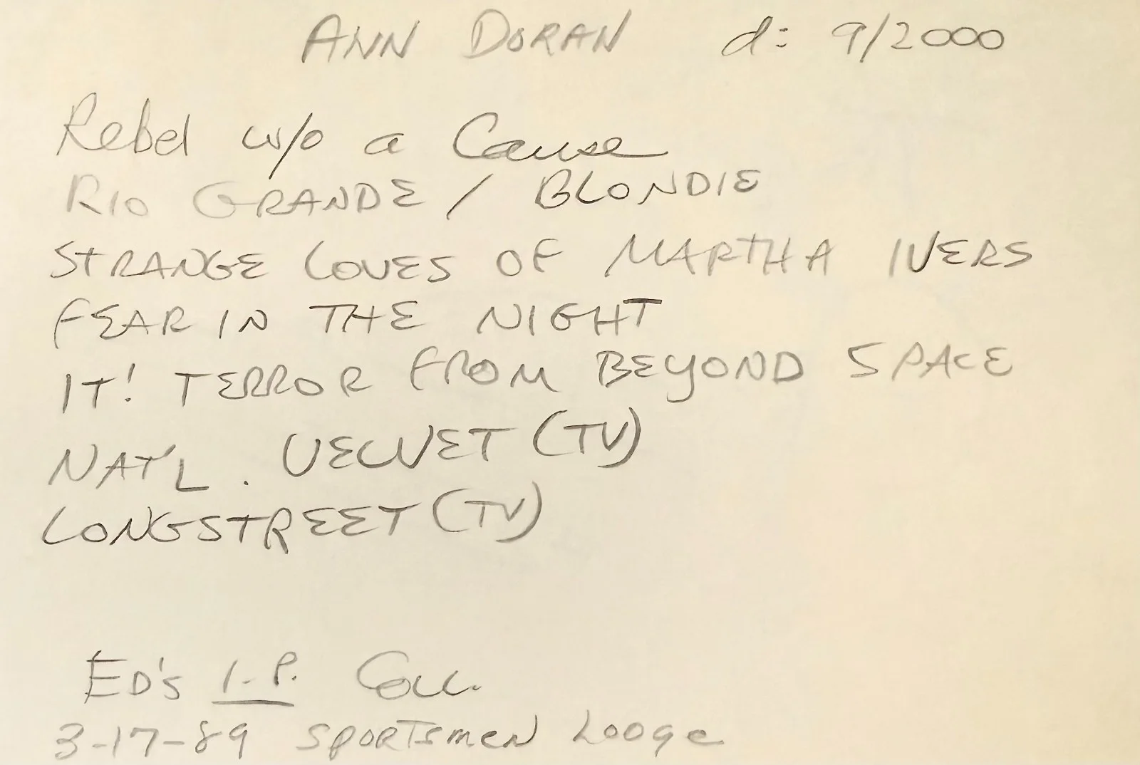 Ann Doran — ANN DORAN Signed Autographed 4"x 6" INDEX CARD It! The Terror from Beyond Space, изображение 4