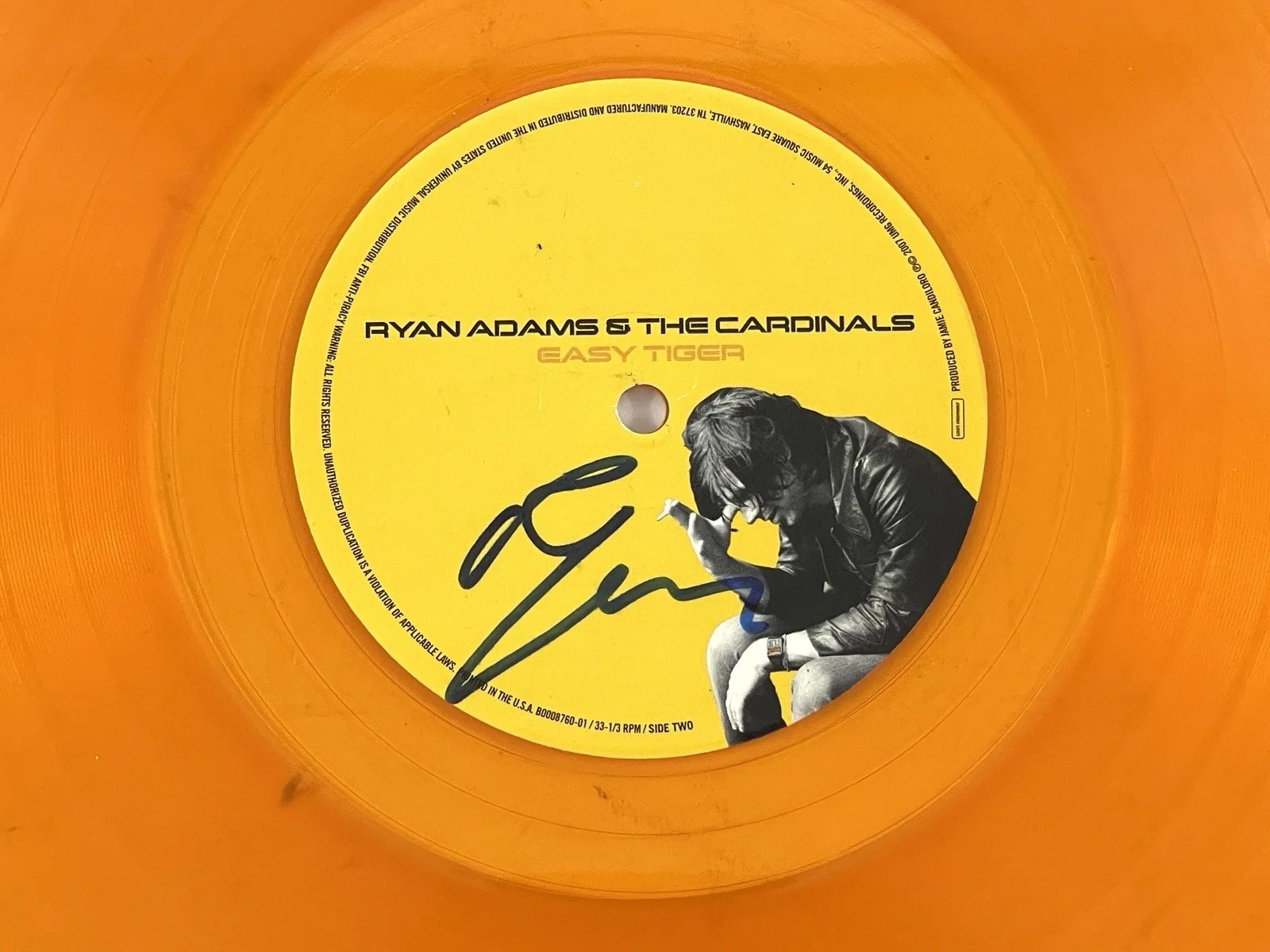 Ryan Adams Autographed Easy Tiger Limited Orange Colored Vinyl Album Signed BAS, изображение 2