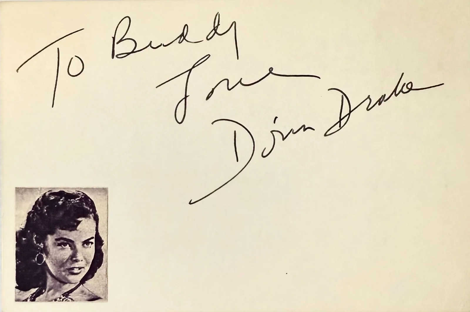 Dona Drake — DONA DRAKE Signed Autographed 4x6 INDEX CARD Kansas City Confidential VALENTINO, изображение 3