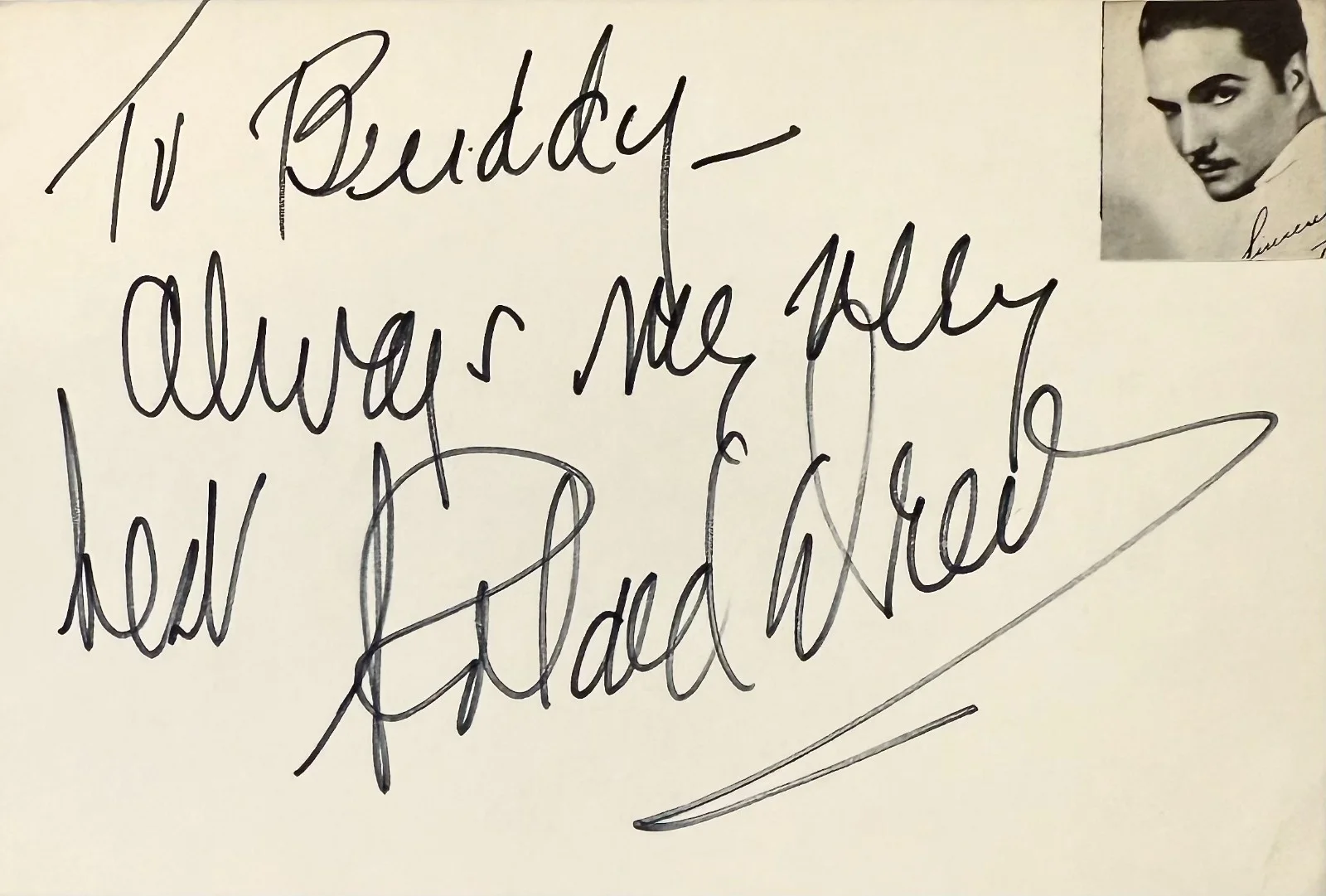 Roland Drew — ROLAND DREW Autograph Signed 4x6 INDEX CARD Flash Gordon Conquers the Universe, изображение 3