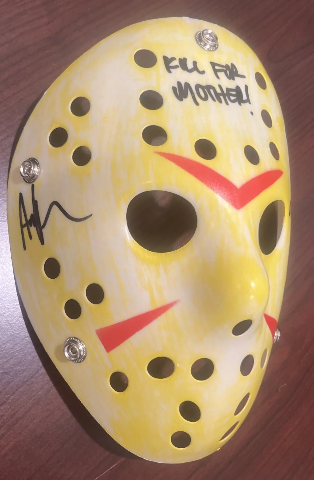 Ari Lehman — Ari Lehman Signed Jason Mask Kill For Mother Inscription Friday the 13th Beckett, изображение 2