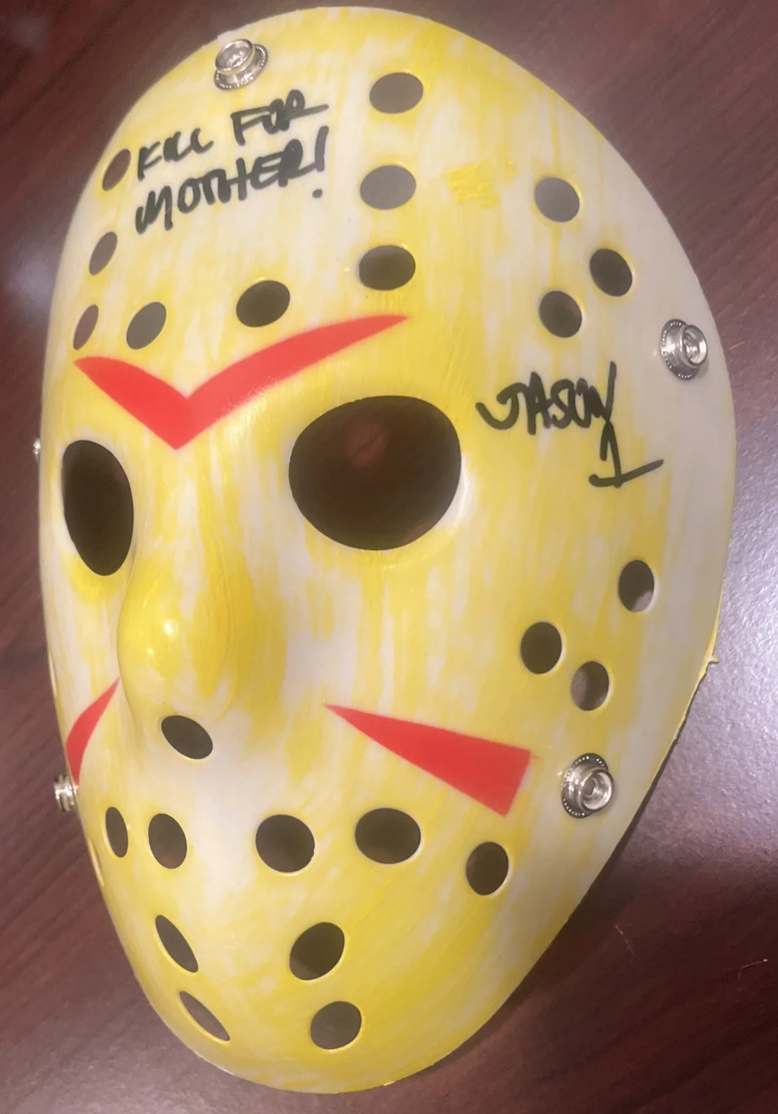 Ari Lehman — Ari Lehman Signed Jason Mask Kill For Mother Inscription Friday the 13th Beckett, изображение 3