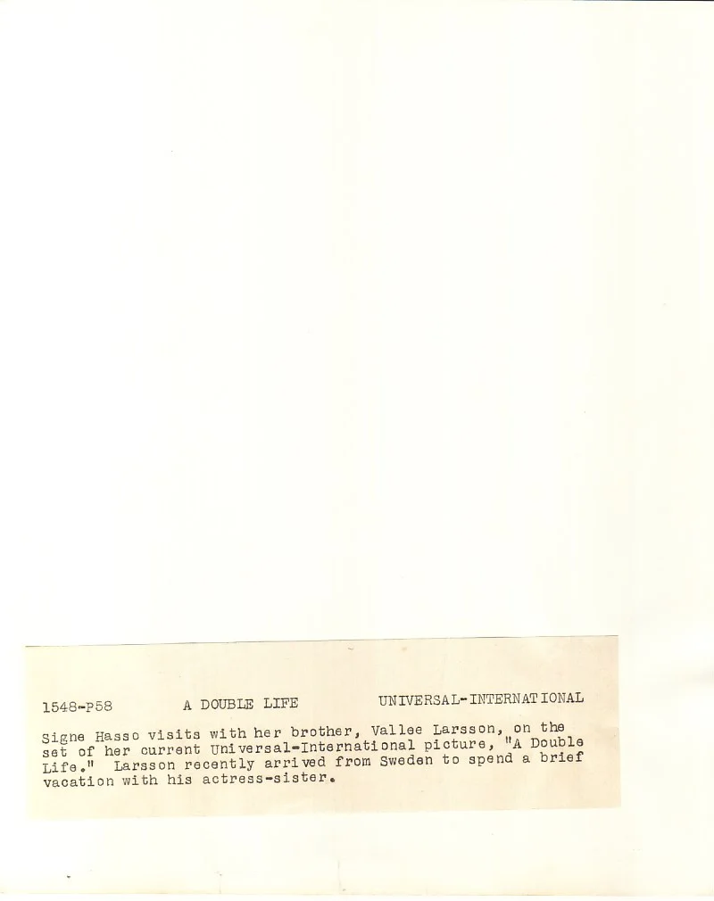 SIGNE HASSO & Brother Original CANDID Studio Set A DOUBLE LIFE Universal Photo, image 2
