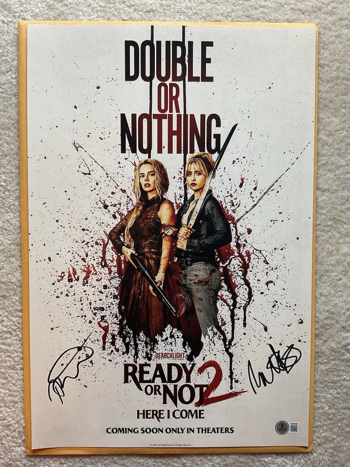 Tyler Gillett — Ready or Not signed 12x18 BAS Tyler Gillett signed photo Horror signed photo