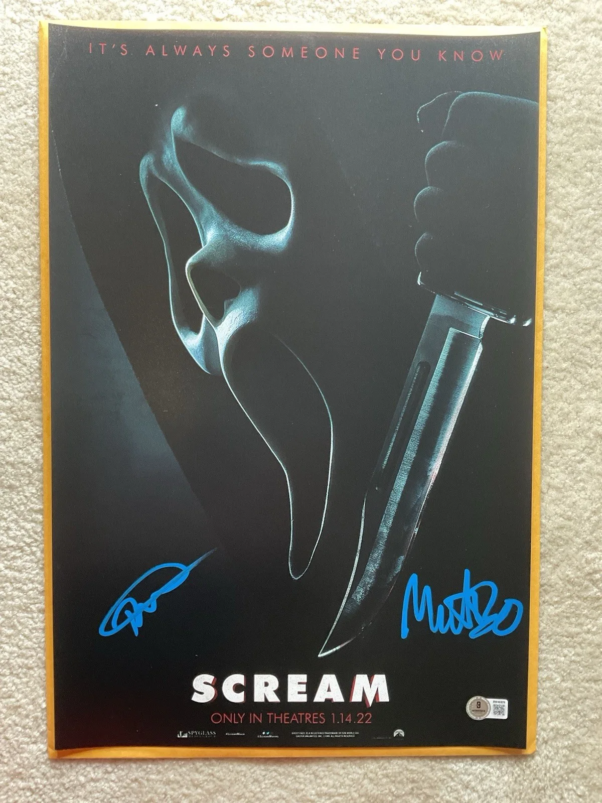 Tyler Gillett — Scream signed 12x18 BAS Tyler Gillett auto Matt Bettinelli-Olpin signed 12x18