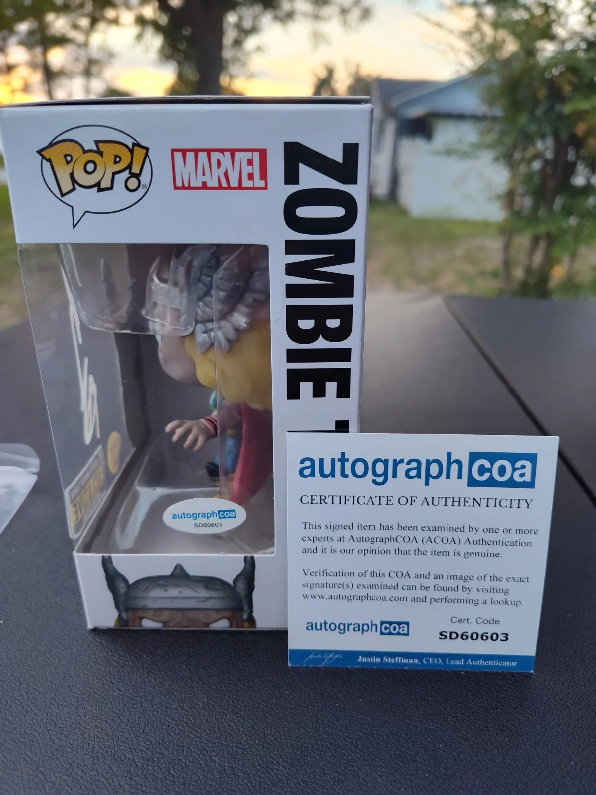 Robert Kirkman — Robert Kirkman Signed Autograph Funko Pop Marvel Zombies Zombie Thor 787 COA, image 2
