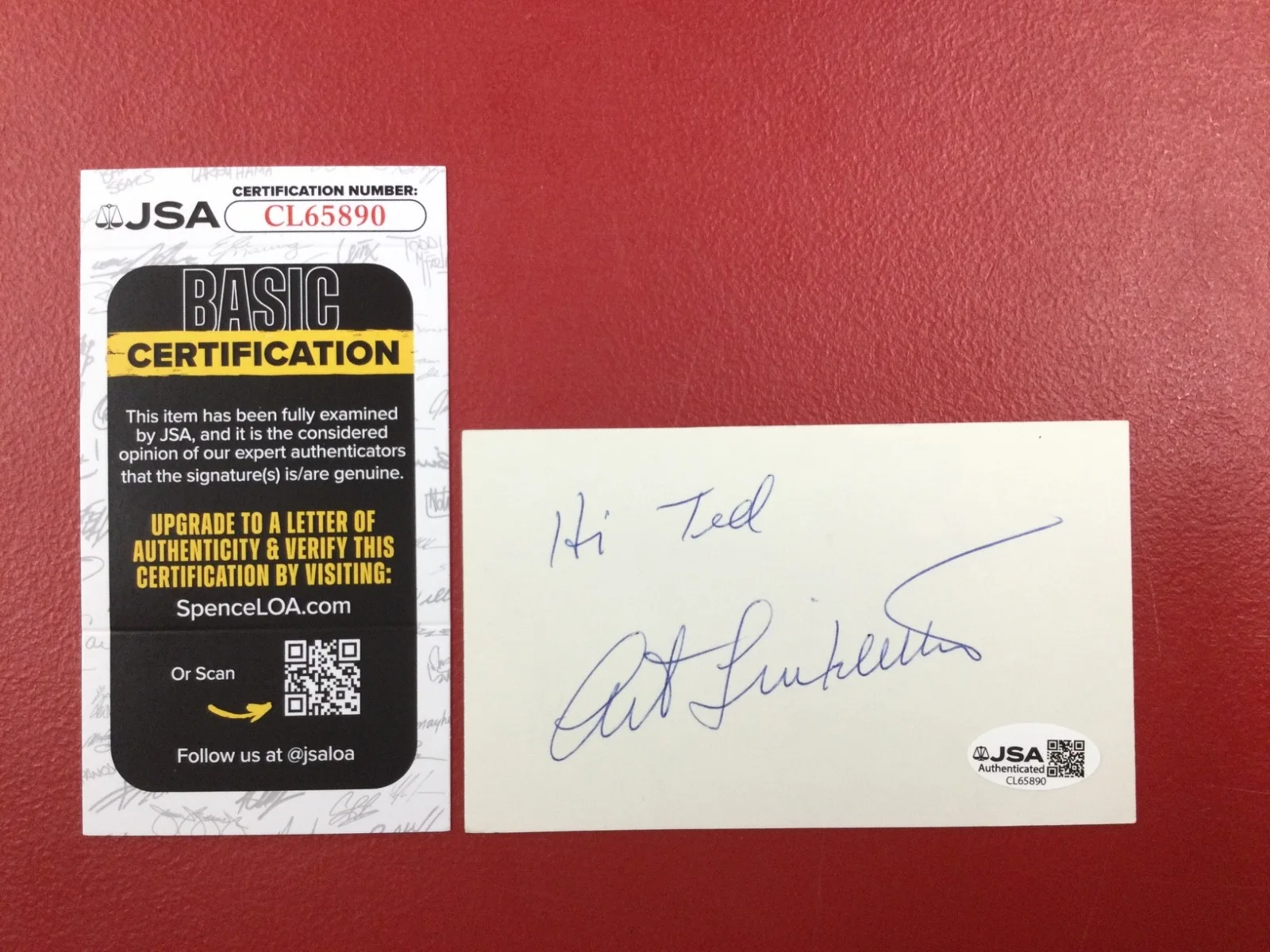 Art Linkletter — Art Linkletter - Classic TV Host SIGNED 3x5 Card-JSA "Hi Ted" (d. 2010)