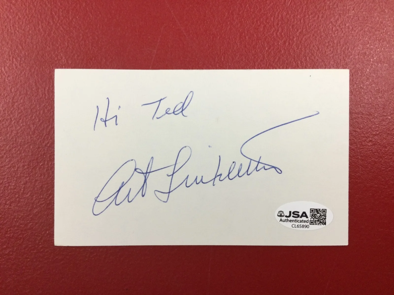 Art Linkletter — Art Linkletter - Classic TV Host SIGNED 3x5 Card-JSA "Hi Ted" (d. 2010), image 2