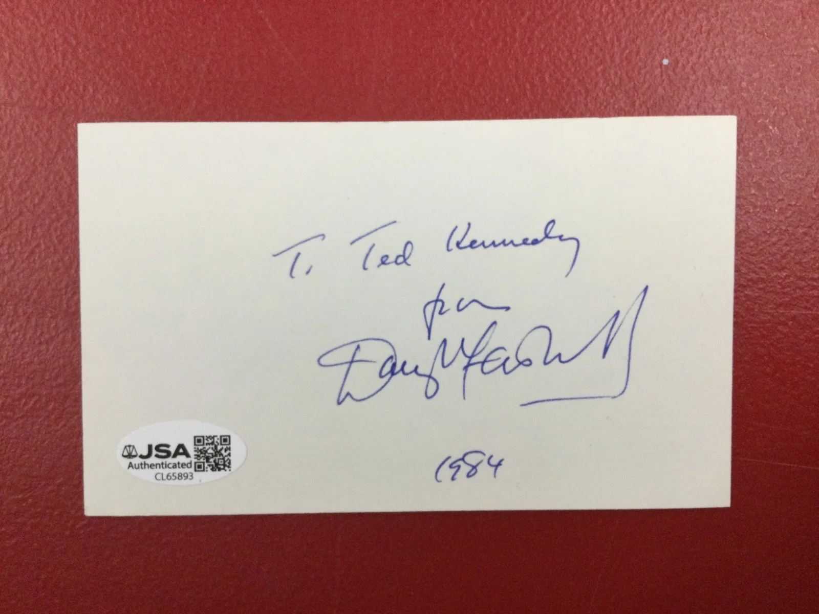 Douglas Fairbanks, Jr — Douglas Fairbanks Jr Actor SIGNED 3x5 Card JSA "To Ted...." "1984" (d. 2000), изображение 2