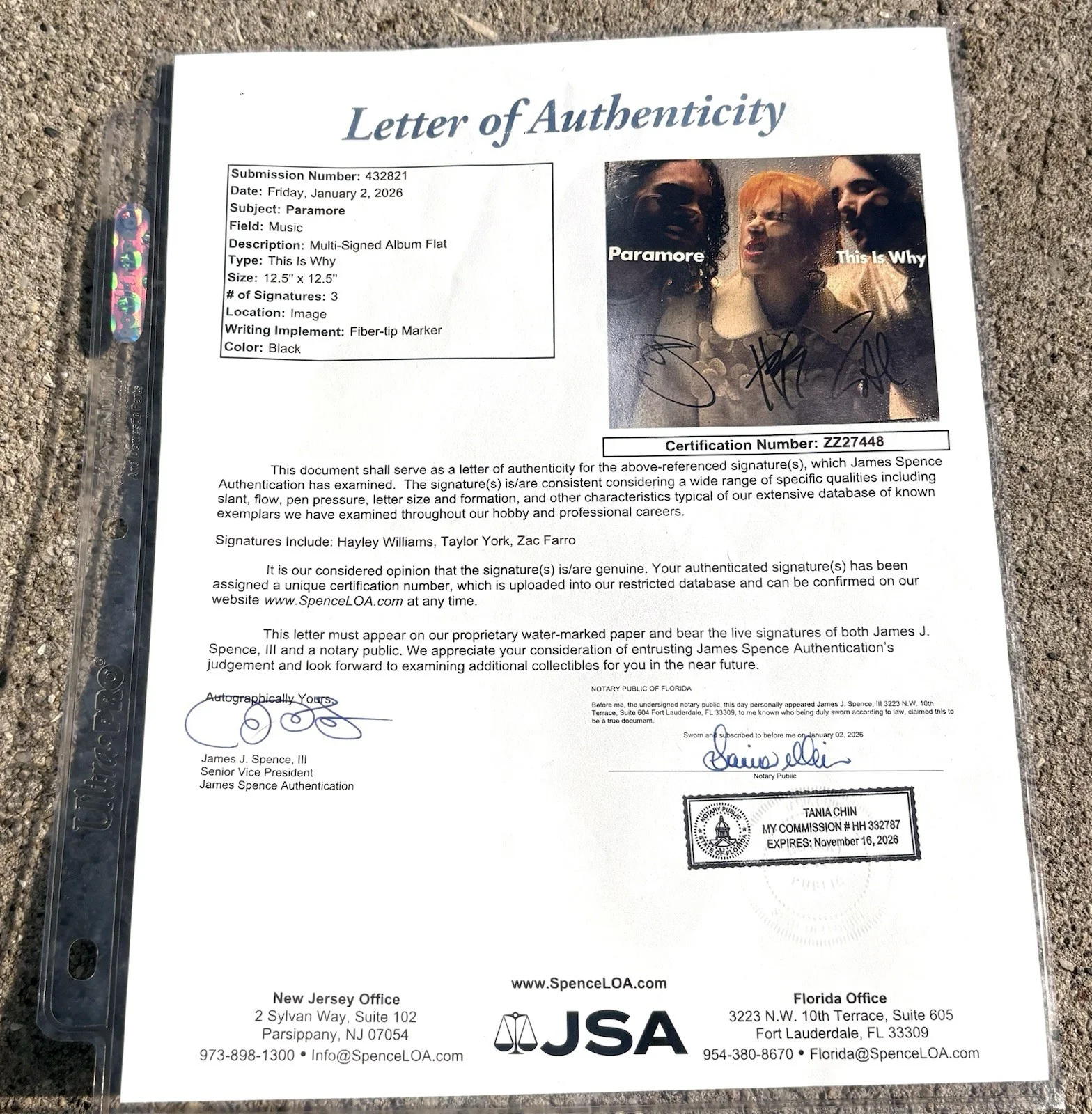 PARAMORE Band SIGNED Poster JSA LETTER OF AUTHENTICITY Hayley Williams, image 2