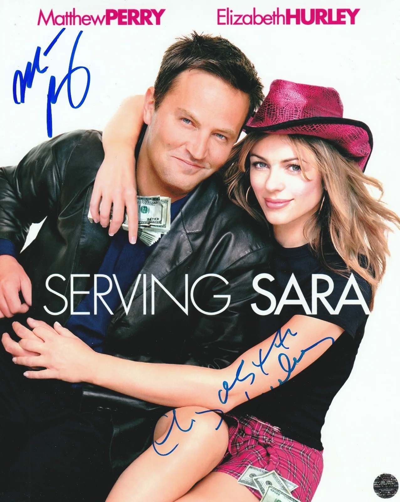 Matthew Perry & Elizabeth Hurley — Matthew Perry & Elizabeth Hurley Autographed (Serving Sara) 8x10 Photo/COA