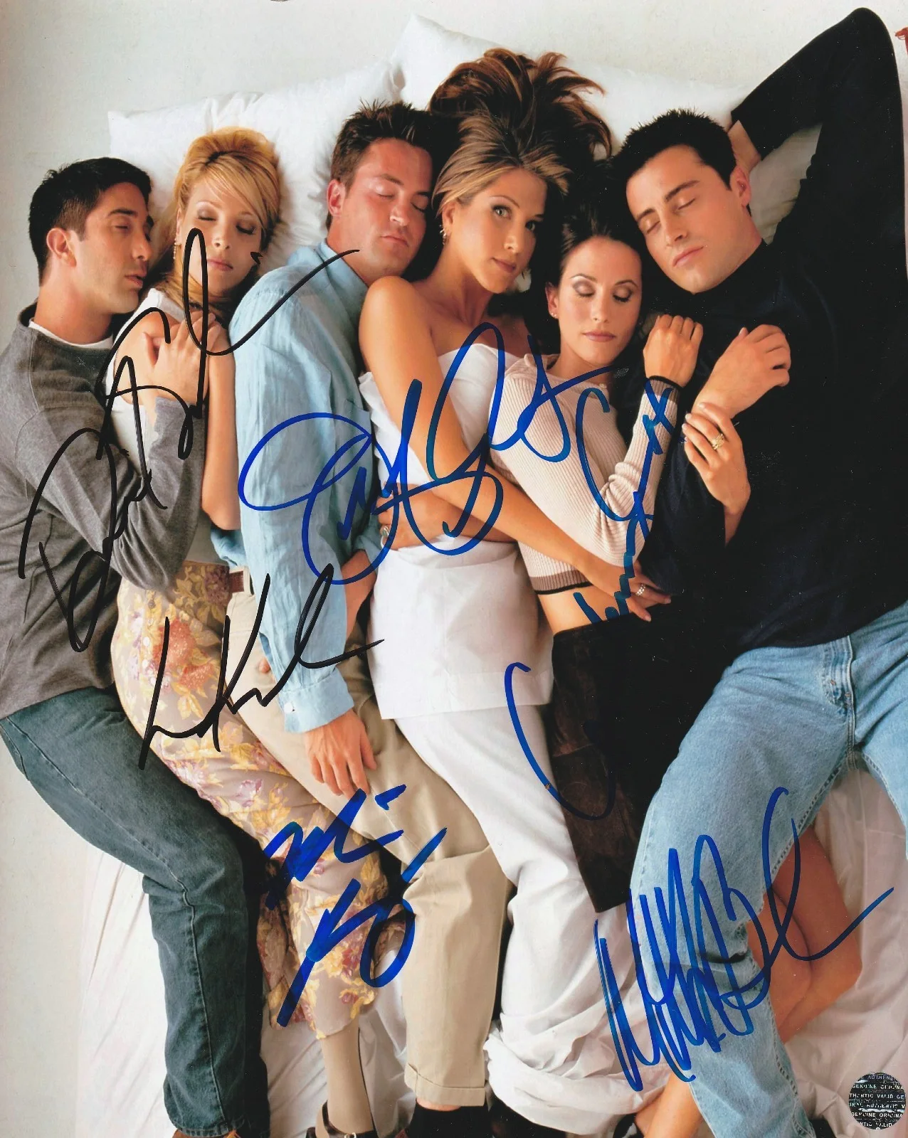 J. Aniston, D. Schwimmer, C. Cox, L. Kudrow, M. perry, M. Lebl — Friends Autographed Rare 8x10 Photo Signed by Entire Cast with COA/Hologram