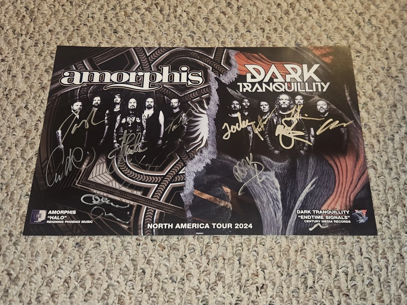 Amorphis/Dark Tranquillity 2024 NA VIP Tour Poster (Autographed By Both Bands), изображение 2