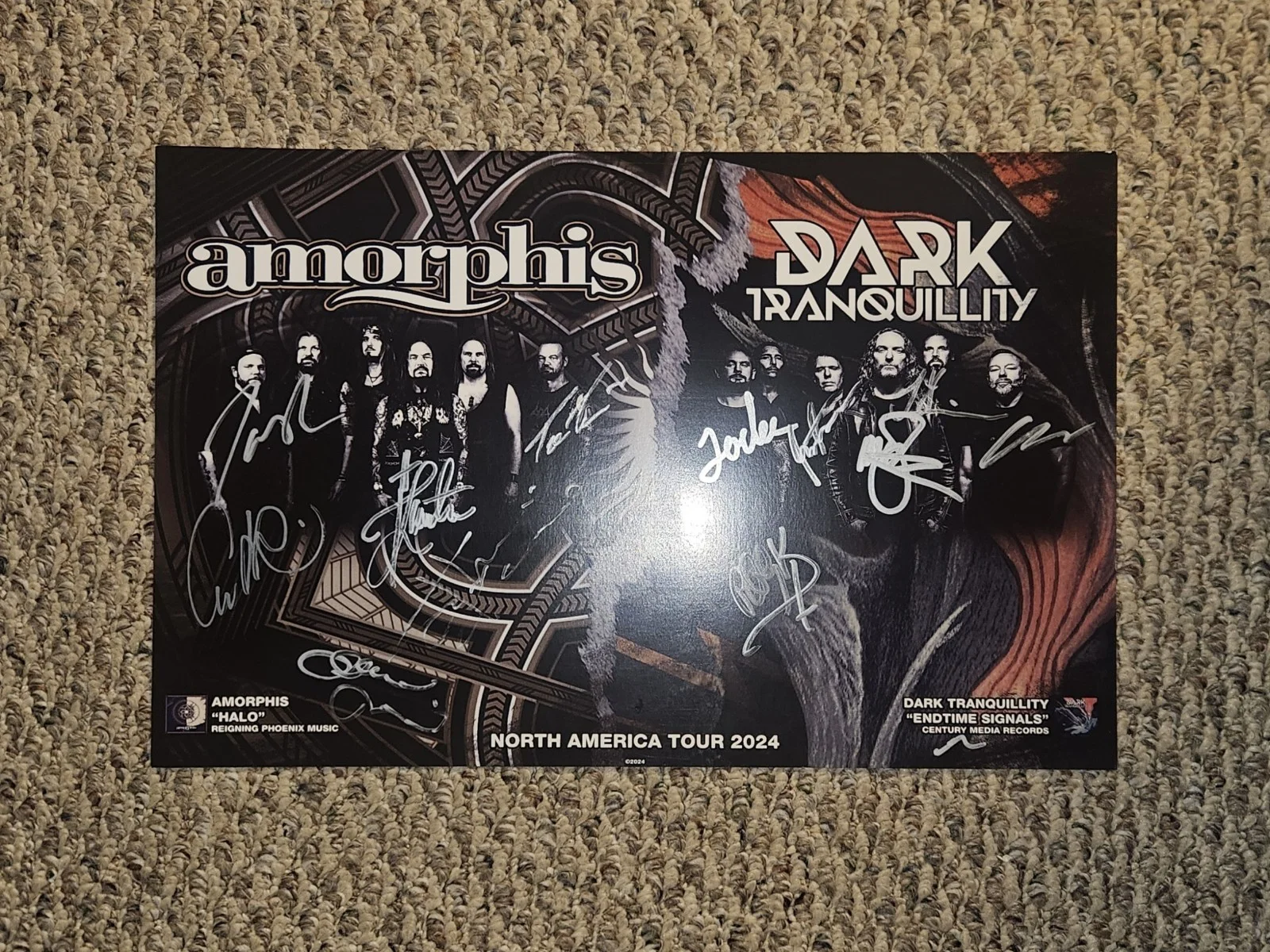 Amorphis/Dark Tranquillity 2024 NA VIP Tour Poster (Autographed By Both Bands), изображение 3