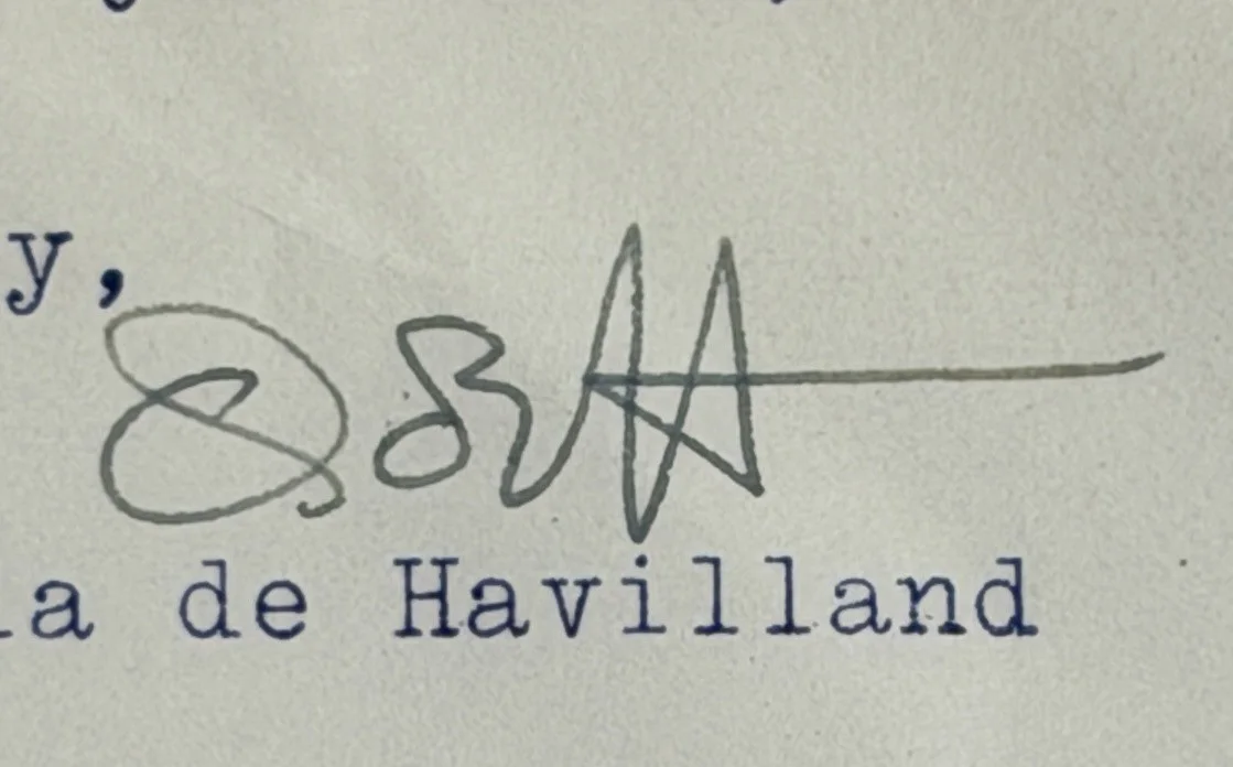 Olivia de Havilland Signed Letter Paris, image 2