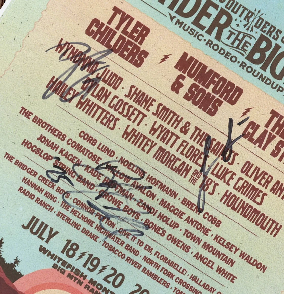 Luke Grimes & Dylan Gossett & Brent Cobb autographed gig poster, изображение 2