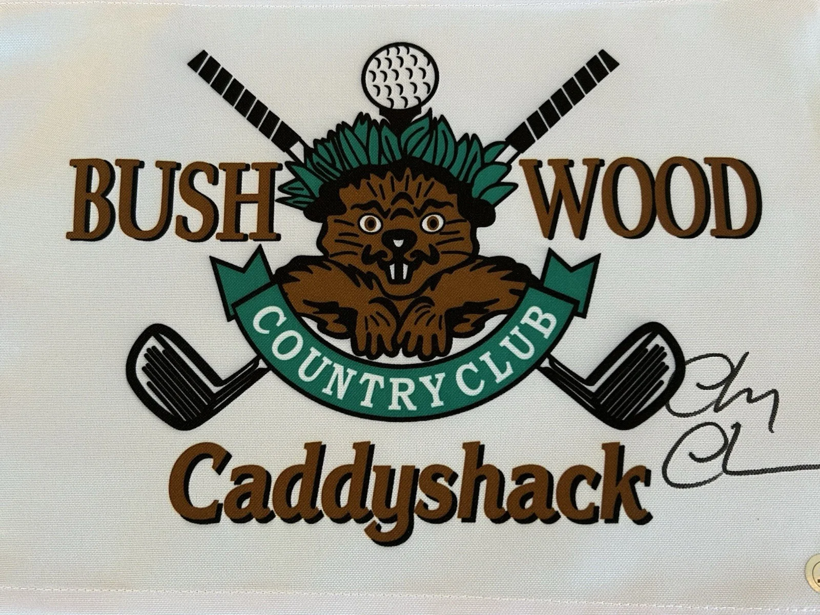 Chevy Chase — Chevy Chase Signed Caddyshack Bushwood Golf Flag - Beckett, image 4