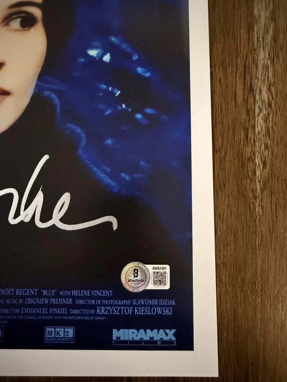 Juliette Binoche ‘Three Colors: Blue' Signed 12x18 Photo 'Julie' Beckett, изображение 2