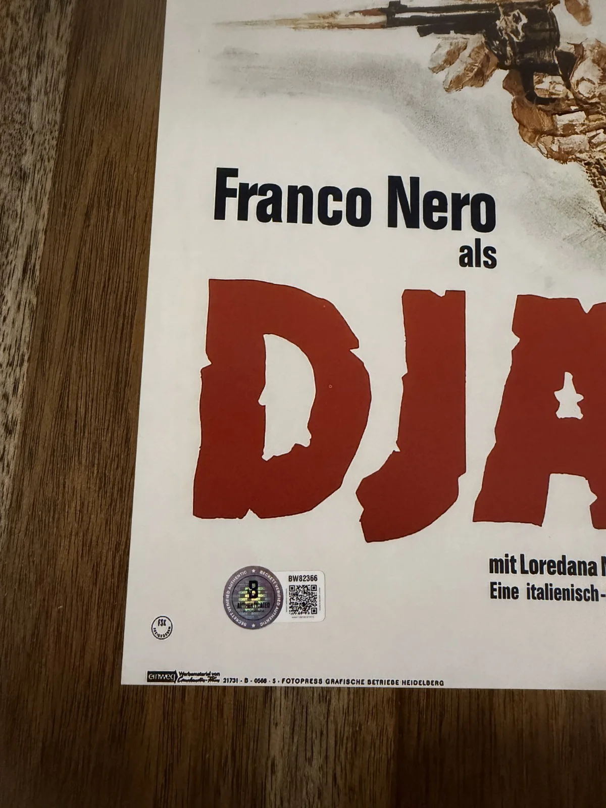 Franco Nero ‘Django' Signed 12x18 Photo 'Django' Beckett, image 2