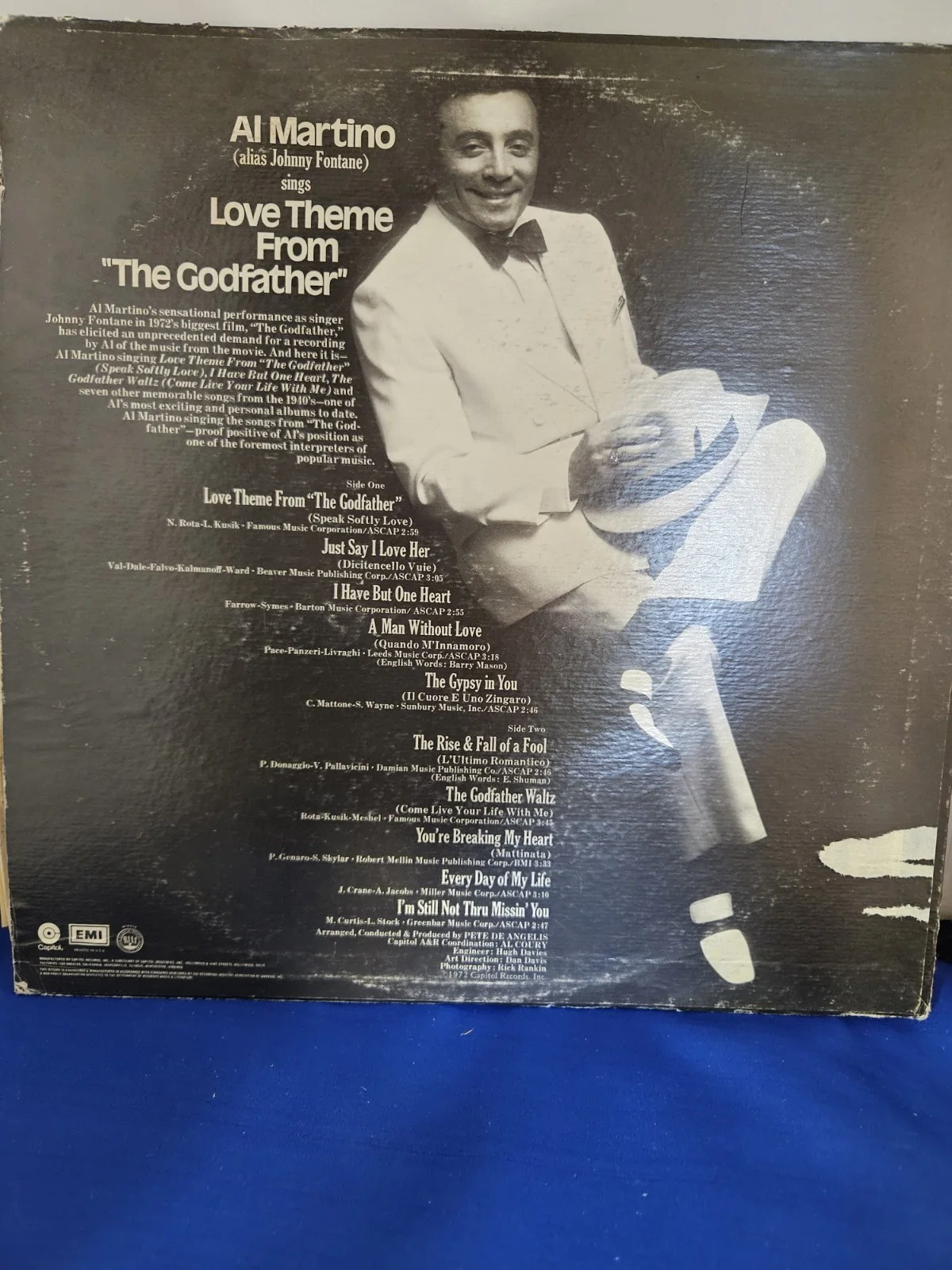 SiGNED Al Martino Autograph LP Love Theme From The Godfather Signed Record Album, изображение 3