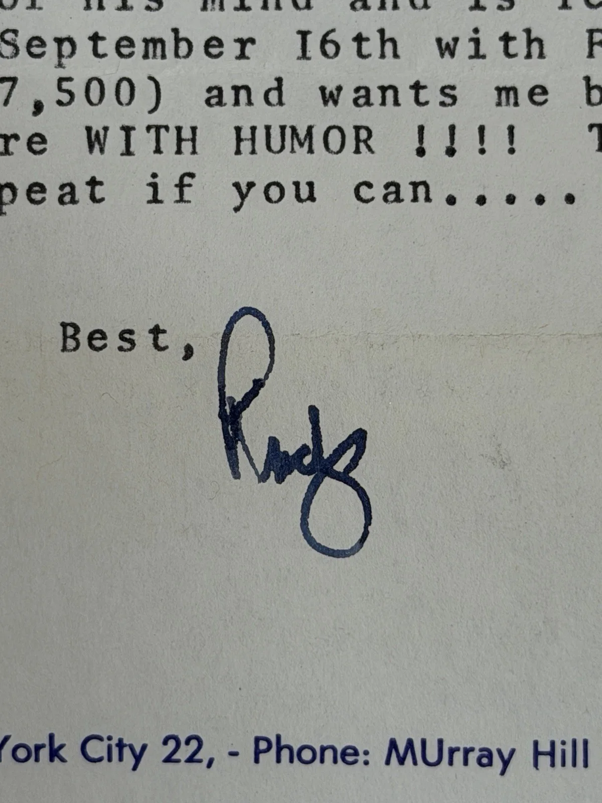 Rudy Vallee Signed Letter Ed Sullivan Show Content Personal Stationery Autograph, изображение 2