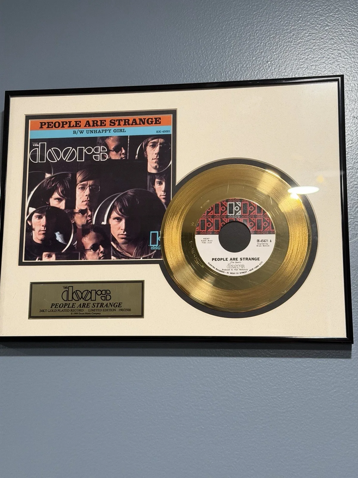 THE DOOR 24K GOLD PLATED LP RECORD PEOPLE ARE STRANGE LIMITED EDITION 190/2500, изображение 3