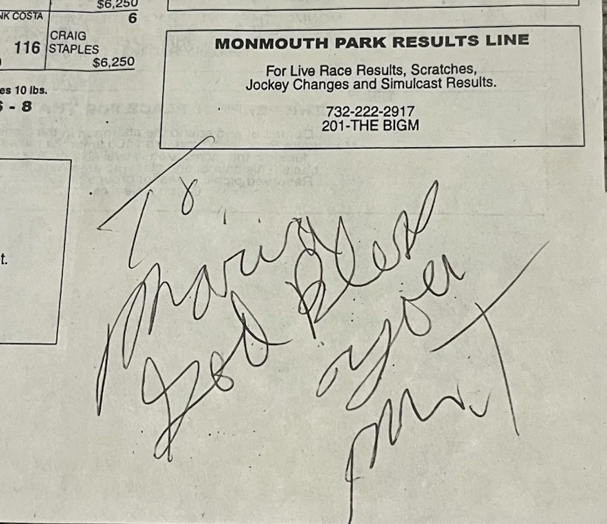 Mr. T — MR T SIGNED MONMOUTH PARK HORSE RACING BETTING SHEET IP A-TEAM ROCKY AUTO, изображение 2