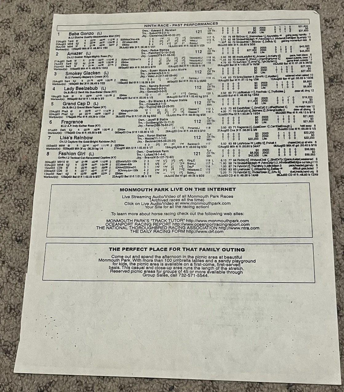Mr. T — MR T SIGNED MONMOUTH PARK HORSE RACING BETTING SHEET IP A-TEAM ROCKY AUTO, изображение 3