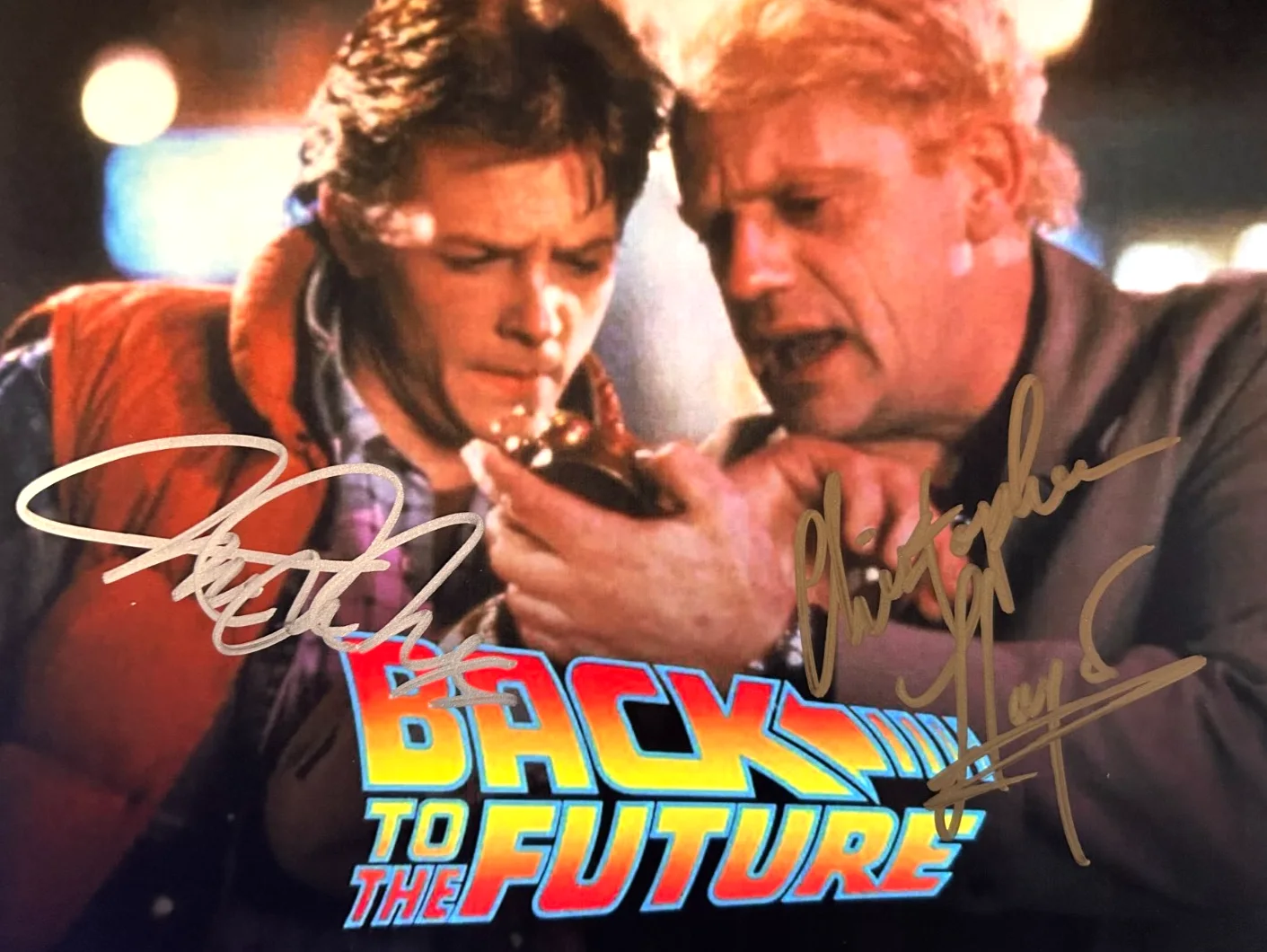 Michael J. Fox, Christopher Lloyd — BACK TO THE FUTURE Signed (Doc & Marty) 8x10" Authentic Original Autograph w/COA
