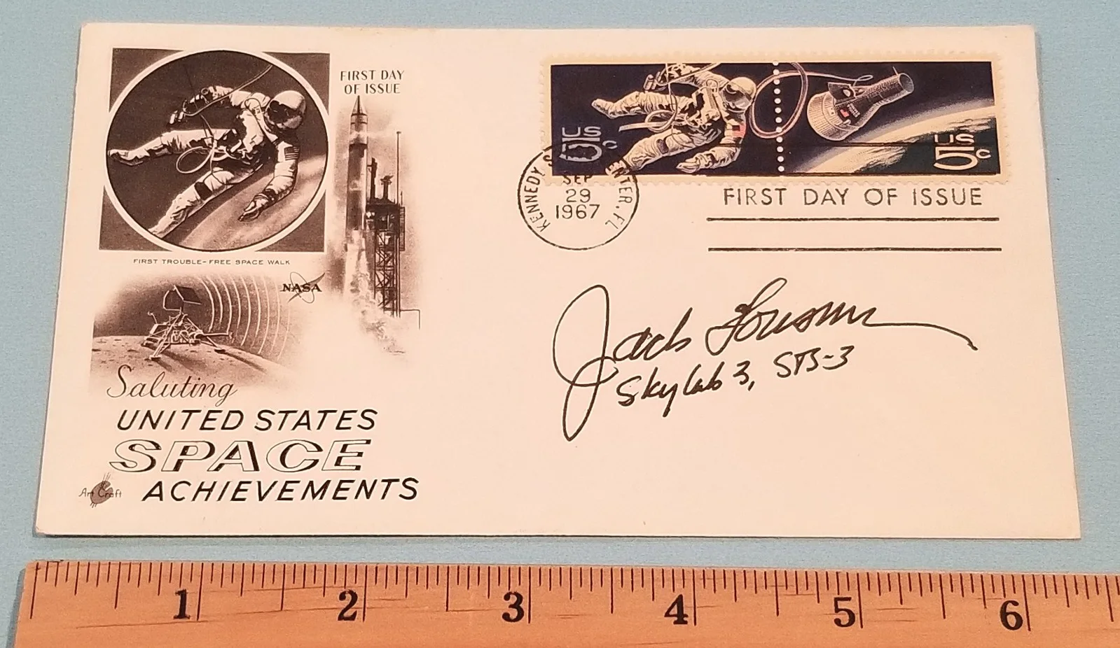 Jack Lousma — Jack Lousma Signed Autographed Envelope Cachet NASA Astronaut Skylab-3 STS-3, image 2