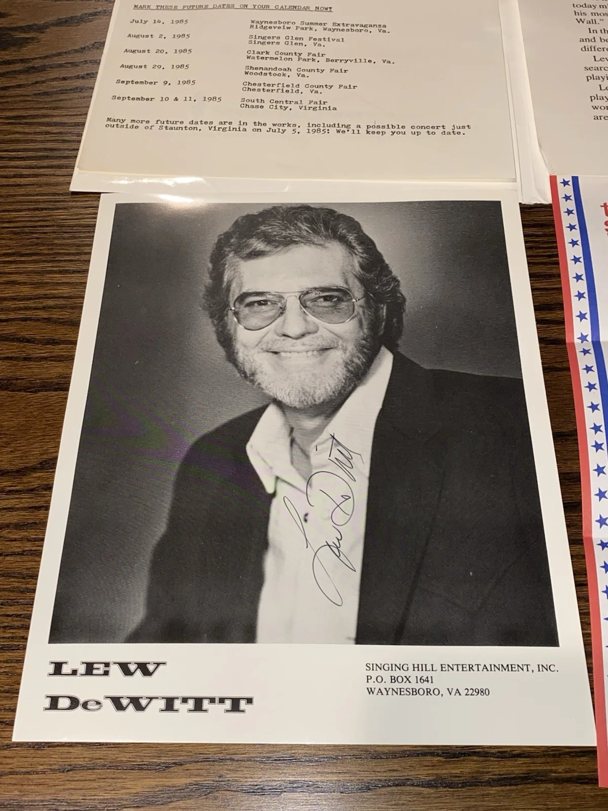 Statler Brothers Itinerary SIGNED Photo Lew Dewitt “Flowers On The Wall”, изображение 5