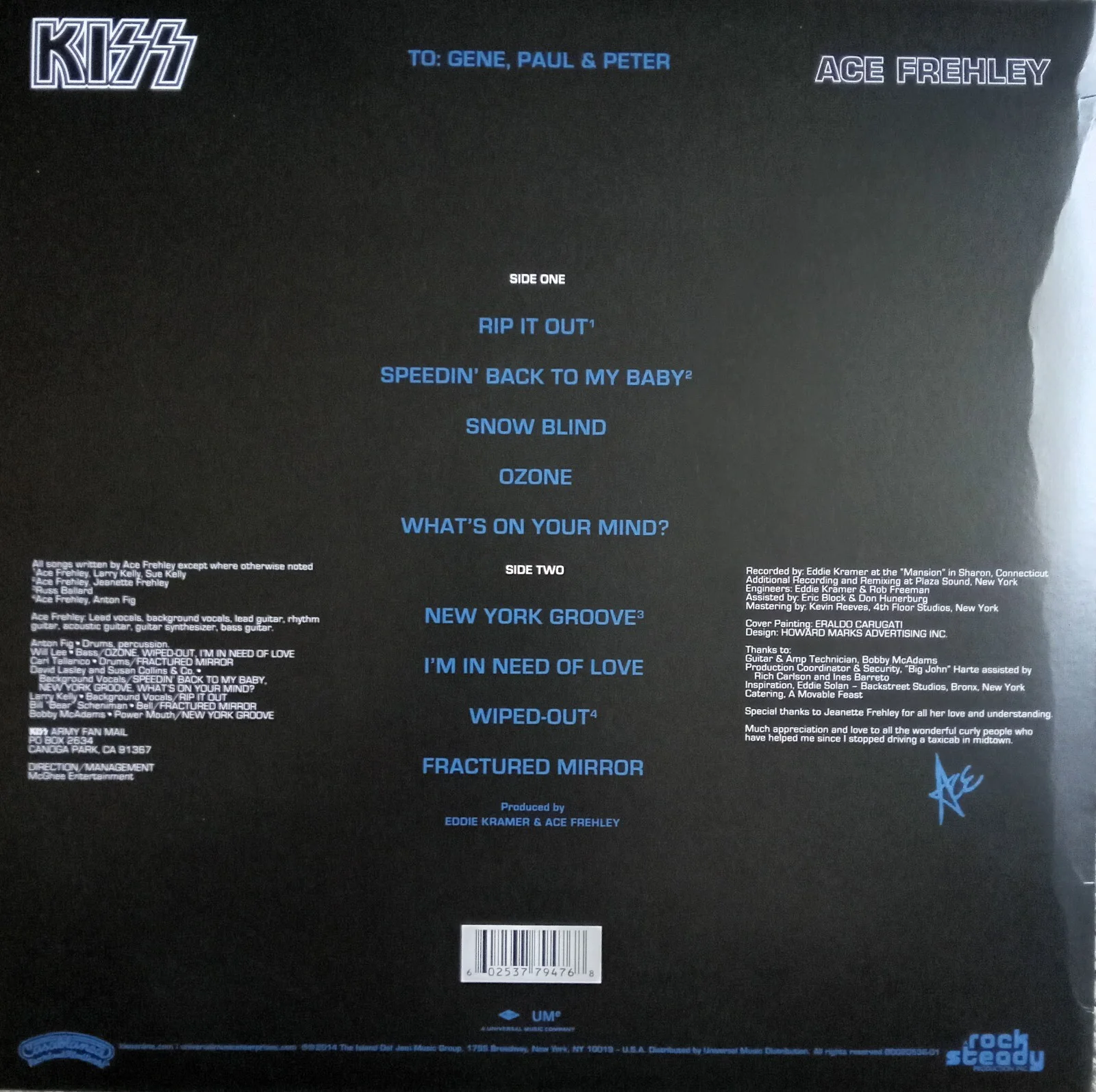 ACE FREHLEY AUTOGRAPHED SIGNED KISS VINYL RECORD ALBUM - THE SPACEMAN, изображение 2
