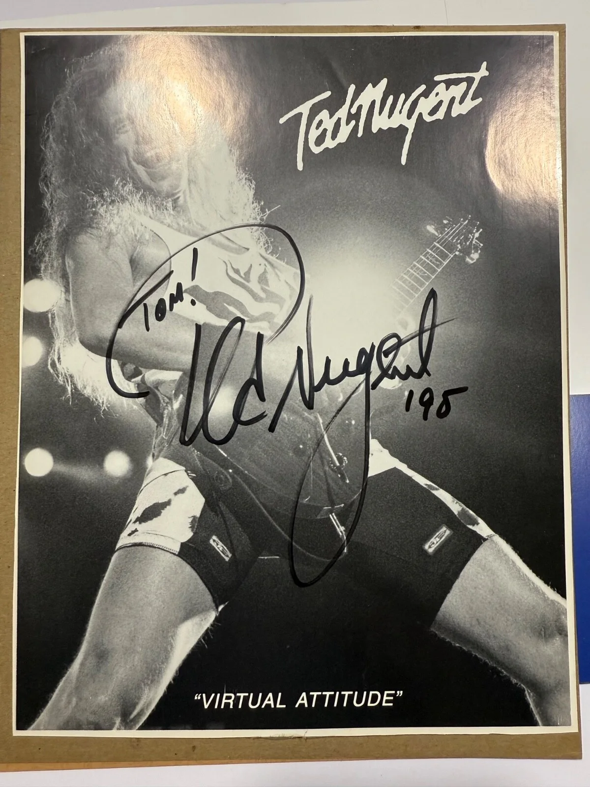 Ted Nugent "Virtual Attitude" 1994 Tour Signed 7.5 x 9.5 Photo, image 2