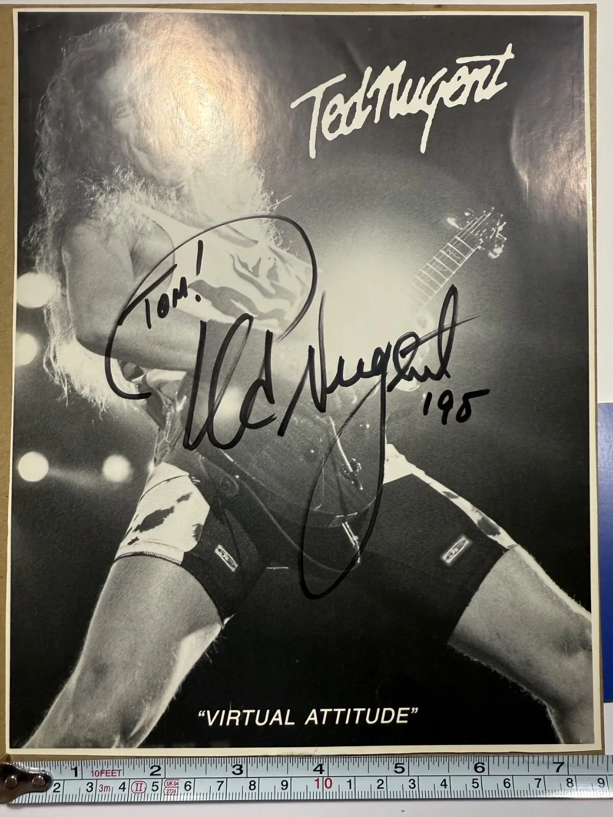 Ted Nugent "Virtual Attitude" 1994 Tour Signed 7.5 x 9.5 Photo, image 3