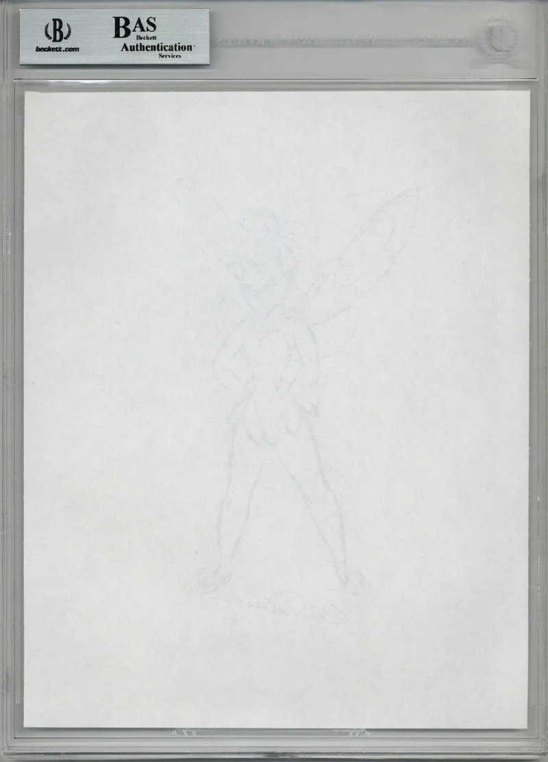 CLAIR WEEKS SIGNED TINKERBELL FACSIMILE SKETCH DISNEY ENCAPSULATED BECKETT BAS, image 2