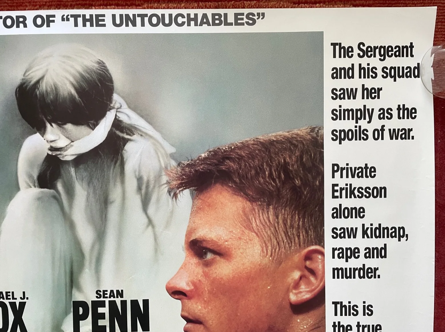 CASUALTIES OF WAR (1989) Original UK Quad Vietnam War Movie Film Poster, изображение 3