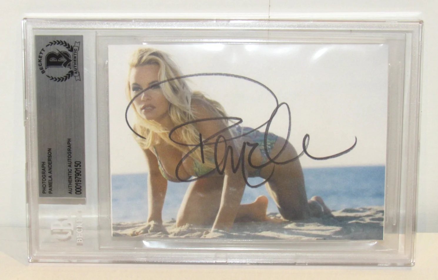 Pamela Anderson — Pamela Anderson Sexy Autographed Photo Beckett Encapsulated Authentication BAS