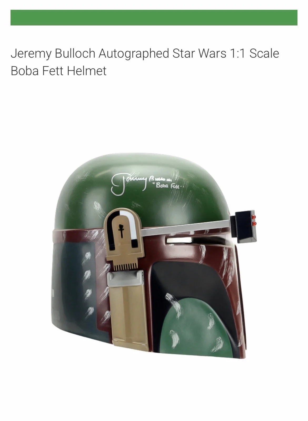 Star Wars Jeremy Bulloch Signed Boba Fett Helmet Celebrity Authentics W/Stand🔥, изображение 5