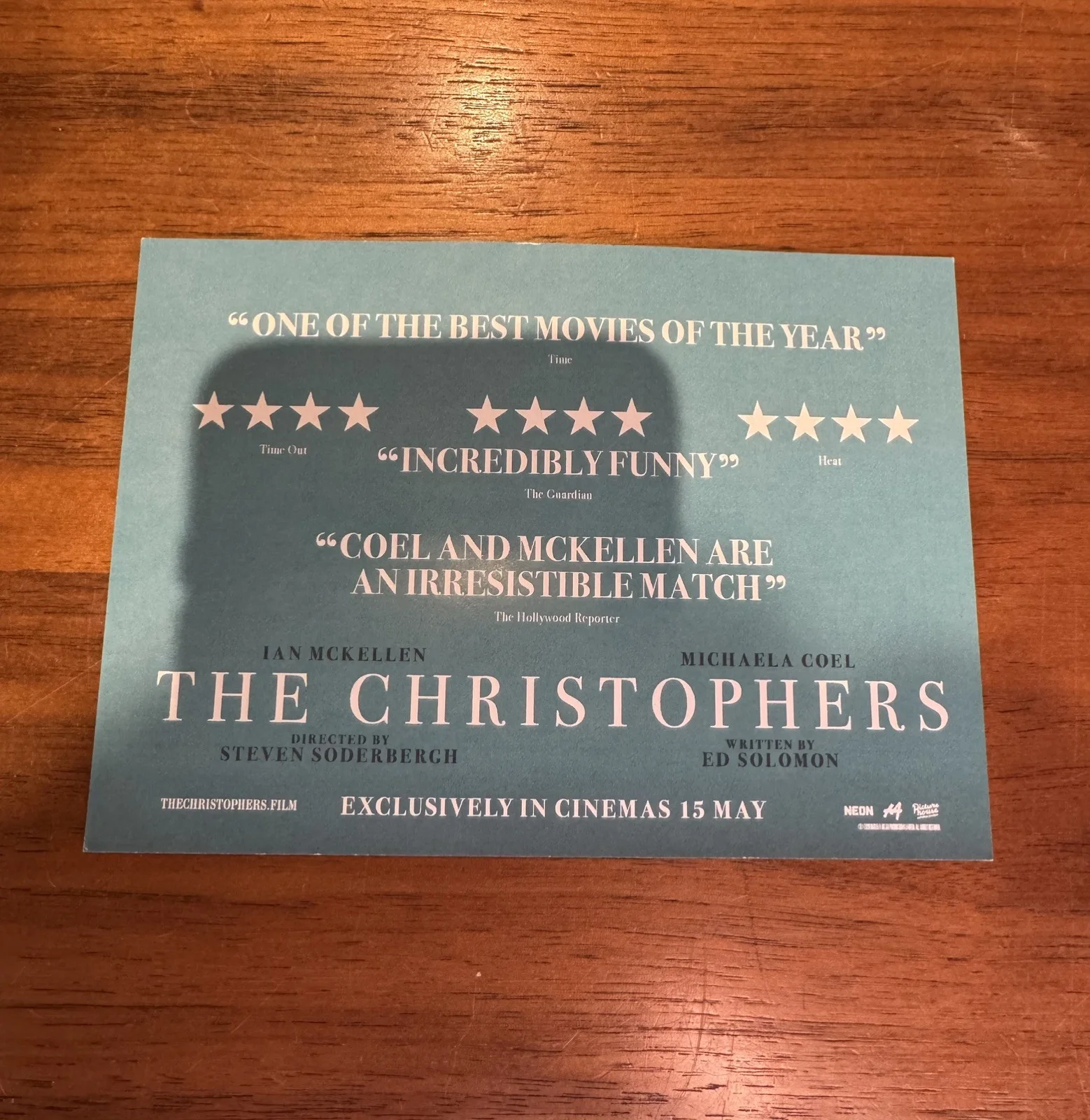 The Christophers Film Promotional Postcard. Ian McKellen, изображение 2