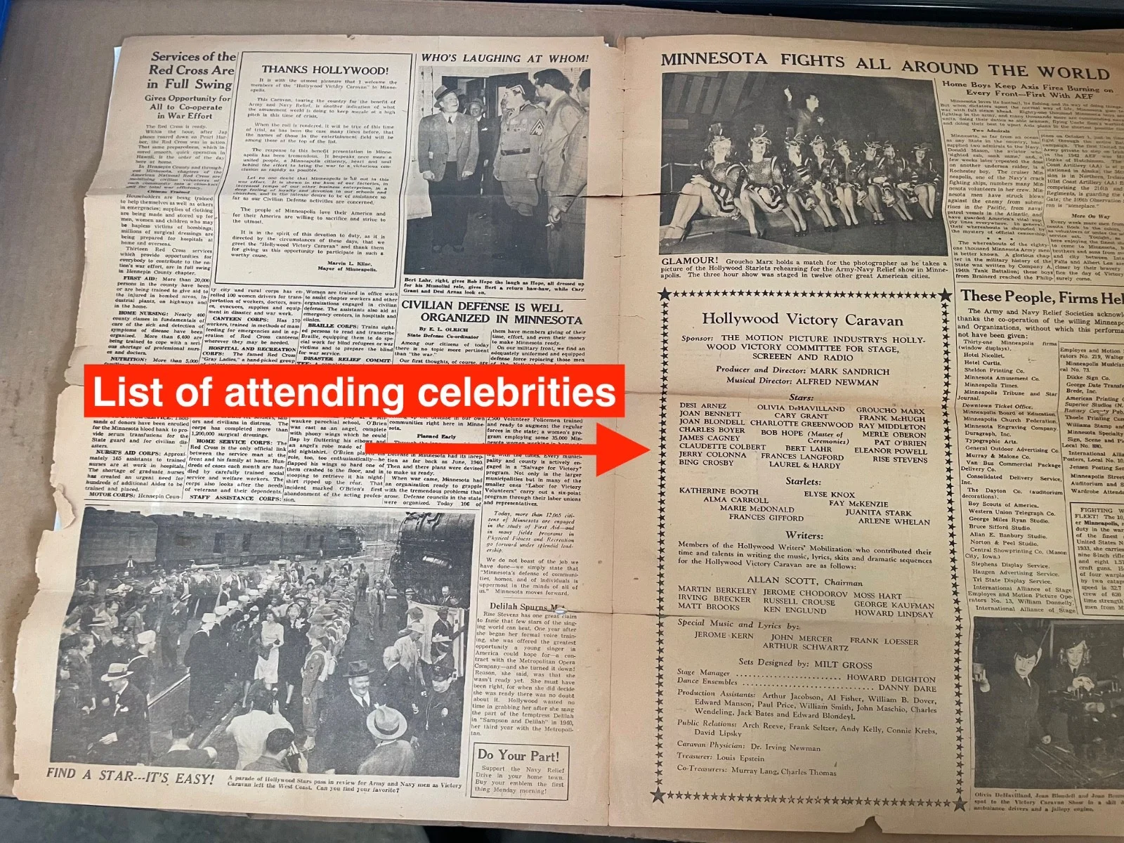 READ LISTING — 1942 HOLLYWOOD VICTORY CARAVAN PROGRAM **MOVIE STAR AUTOGRAPHS** / READ LISTING, image 4