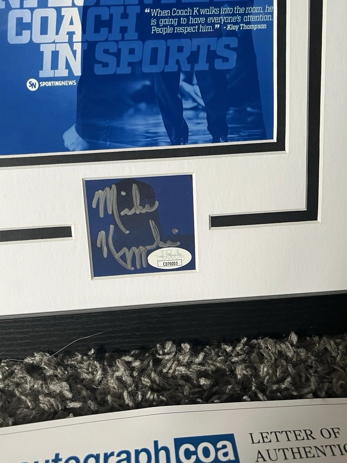 Mike Krzyzewski — Mike Krzyzewski Autographed Signed 11x14 Framed Display Cut Coach K ACOA JSA HOF, image 3
