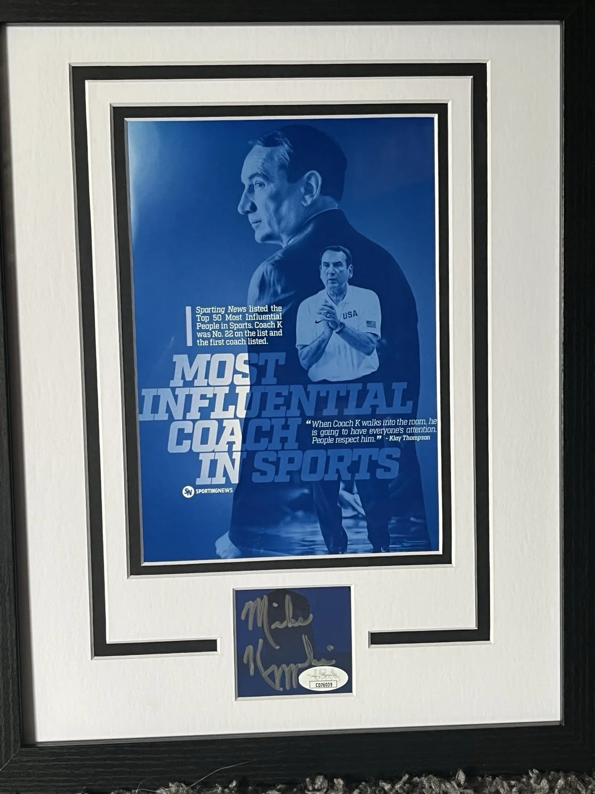 Mike Krzyzewski — Mike Krzyzewski Autographed Signed 11x14 Framed Display Cut Coach K ACOA JSA HOF, image 5