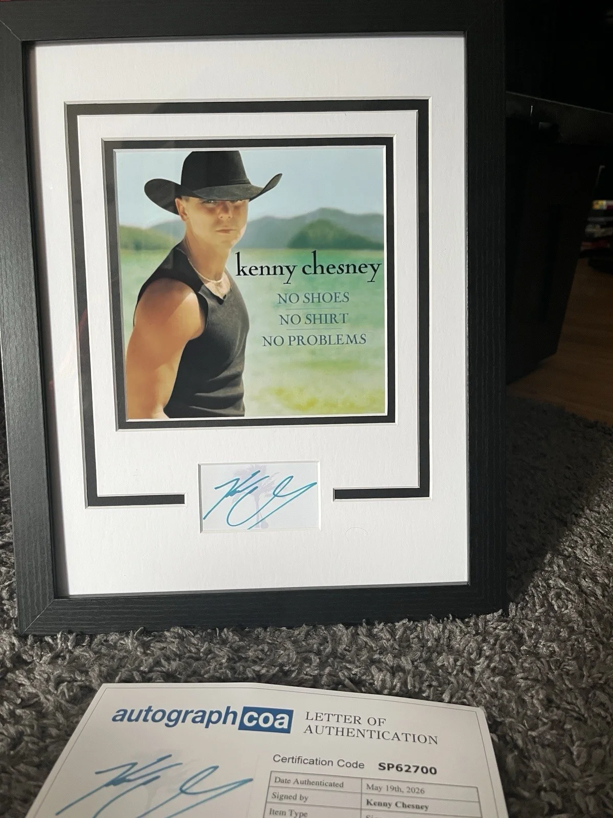 KENNY CHESNEY SIGNED AUTOGRAPH FRAMED 11x14 DISPLAY ACOA MATTE CUT COUNTRY STAR, изображение 5