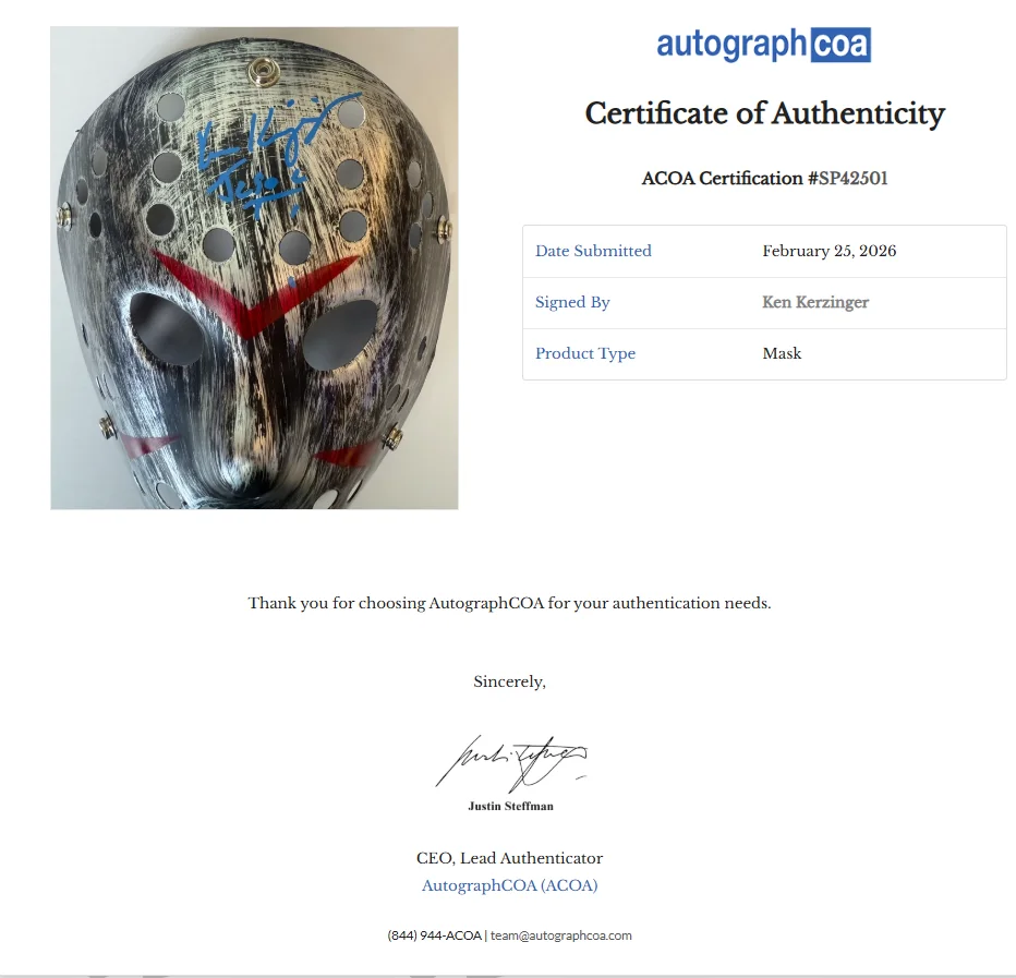 Ken Kirzinger — Ken Kirzinger Freddy Vs Jason Vorhees Signed Mask Autograph COA RARE, изображение 5