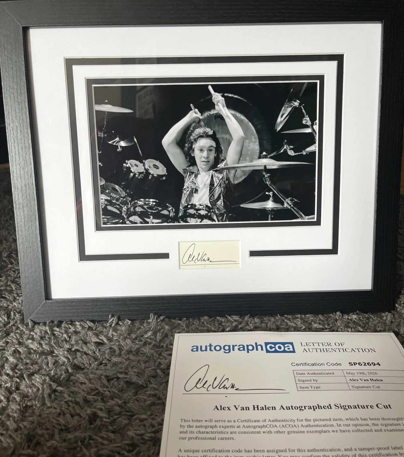 Alex Van Halen — Alex Van Halen Autographed Signed 11x14 Framed Photo DISPLAY RARE ACOA MATTED, изображение 4