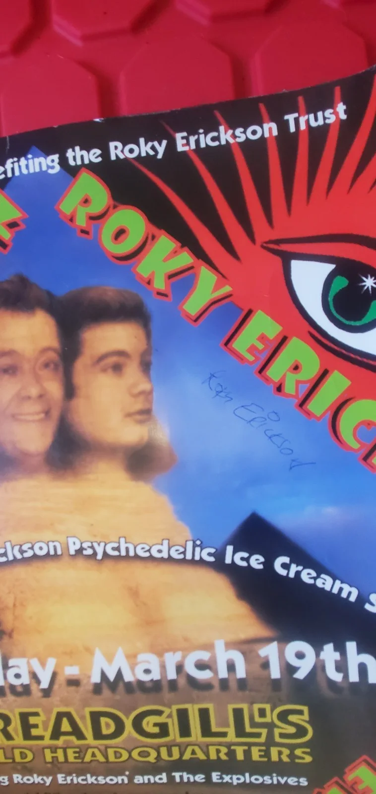 Rare Roky Erickson Signed Threadgill's Poster, image 2