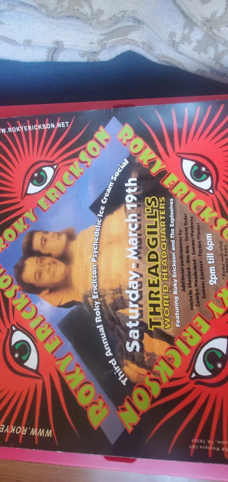 Rare Roky Erickson Signed Threadgill's Poster, image 5