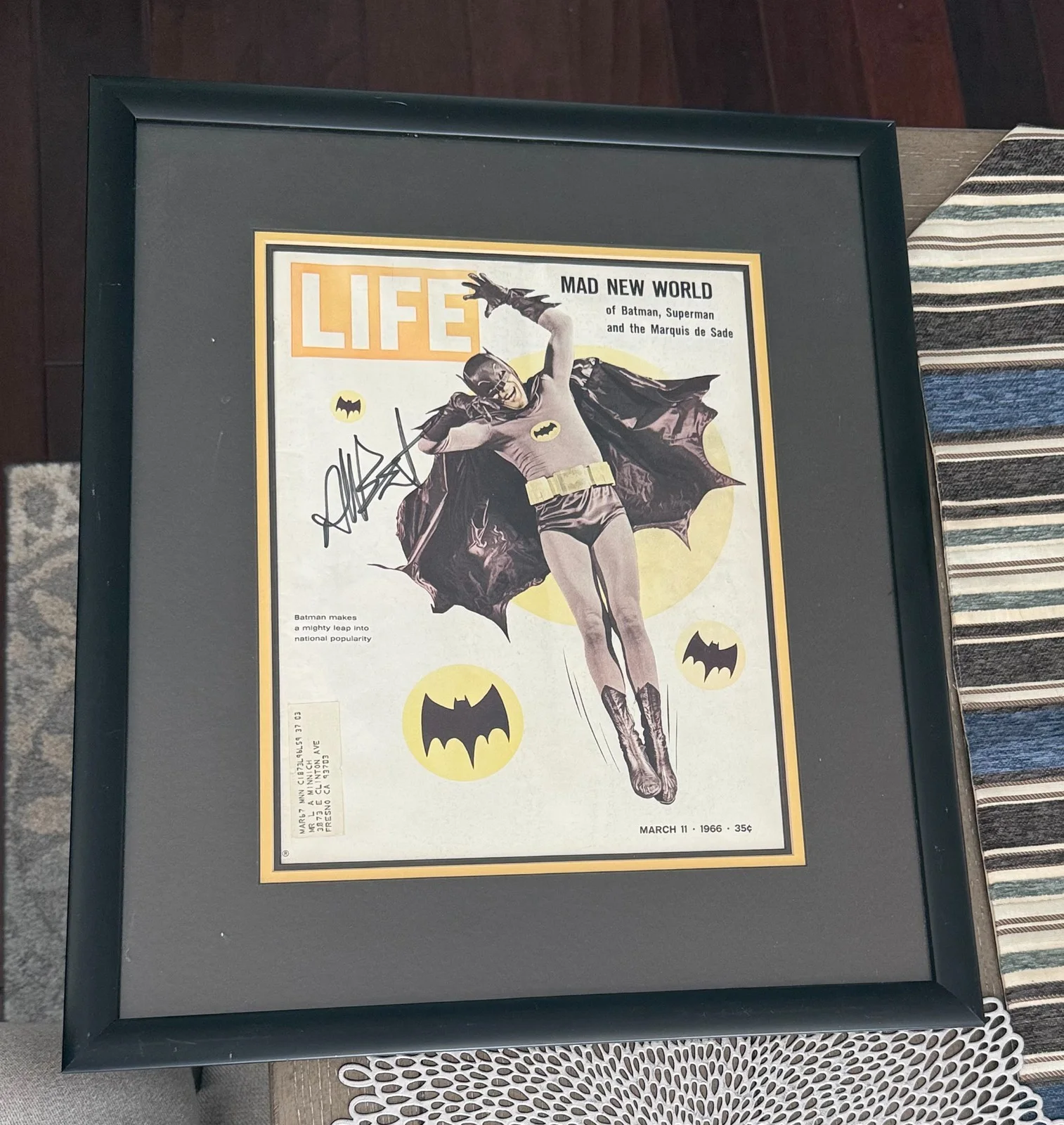 ADAM WEST — 1966 Life Magazine FRAMED ~ SIGNED BY ADAM WEST~ BATMAN tv *AUTHENTIC AUTOGRAPH*